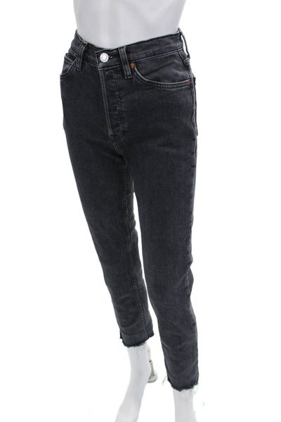 Re/Done Womens Dark Gray High Rise Cropped Ankle Jeans Size 26