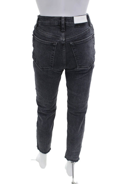 Re/Done Womens Dark Gray High Rise Cropped Ankle Jeans Size 26