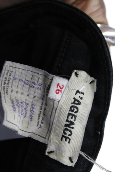 L'Agence Womens Ankle Skinny Black Jeans High Rise Size 26