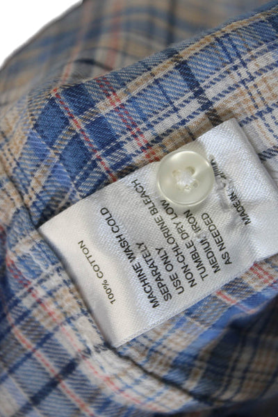 Trovata Women Bohemian Plaid High Neck Button Up Blouse Long Sleeve Size XS