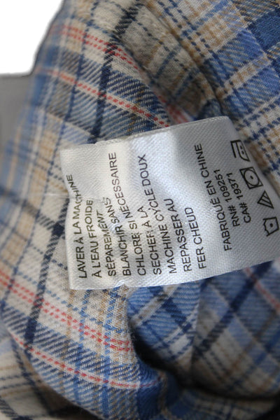 Trovata Women Bohemian Plaid High Neck Button Up Blouse Long Sleeve Size XS