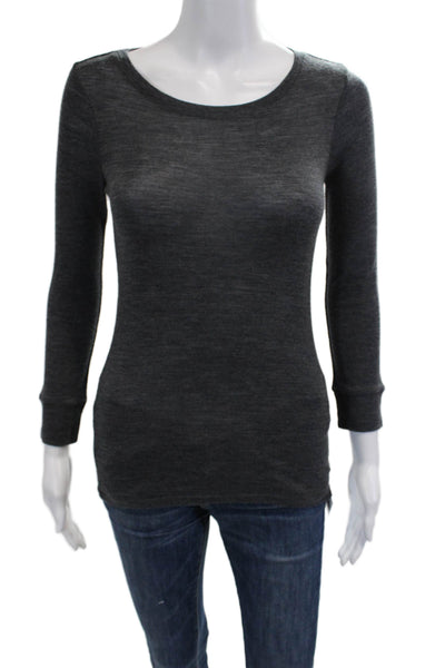 Vince Womens Basic Dark Gray Wool Round Neck Long Sleeve Sweater Size XS