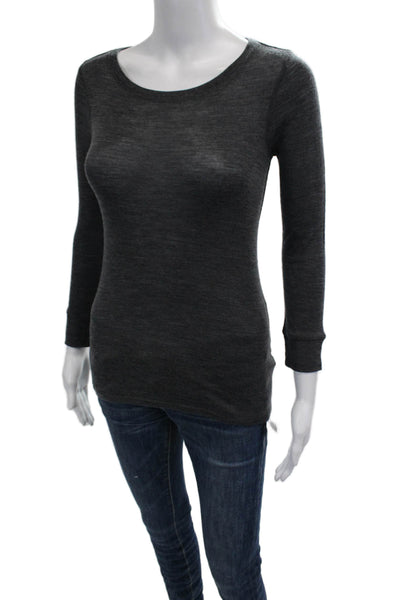 Vince Womens Basic Dark Gray Wool Round Neck Long Sleeve Sweater Size XS