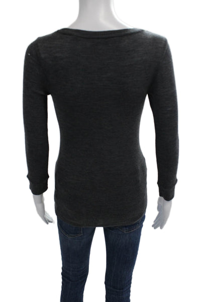 Vince Womens Basic Dark Gray Wool Round Neck Long Sleeve Sweater Size XS