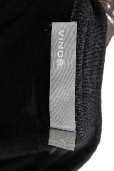 Vince Womens Basic Dark Gray Wool Round Neck Long Sleeve Sweater Size XS