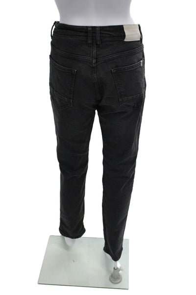 Zara Unisex Black Mom Tapered Jeans Mid Rise Button Size 31
