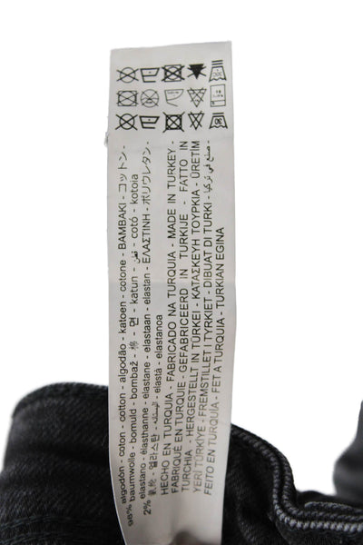 Zara Unisex Black Mom Tapered Jeans Mid Rise Button Size 31
