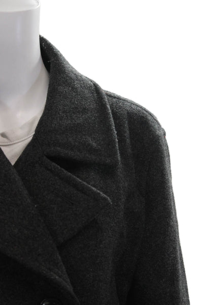 Uniqlo Mens Dark Gray Wool Polyester Pea Coat Button Front Size S