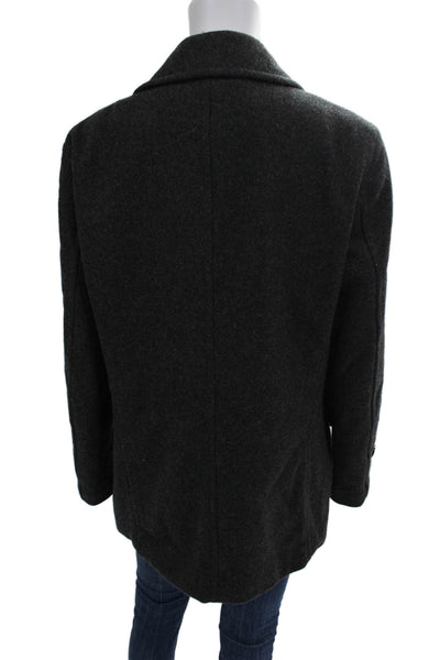 Uniqlo Mens Dark Gray Wool Polyester Pea Coat Button Front Size S