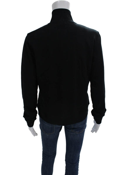 BCBG Paris Women Black Full Zip Sweatshirt High Neck Long Sleeve Size L