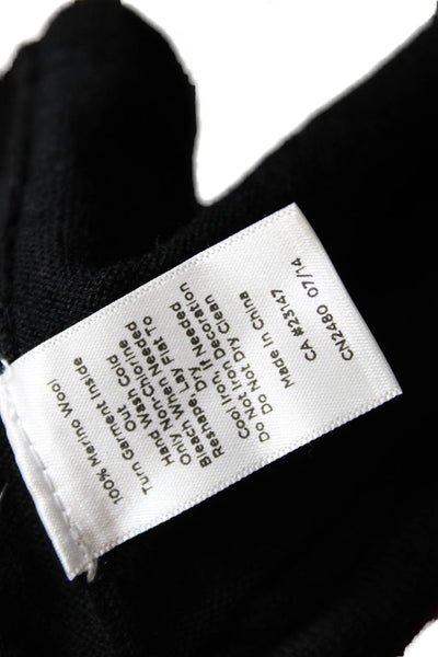 Talbots Womens Merino Wool 3/4 Sleeve Round Neck Black Top Size XL