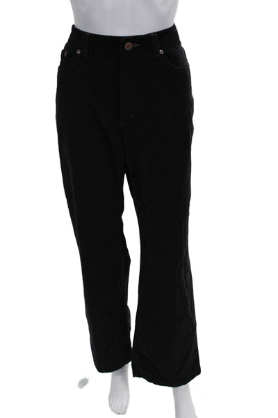 Sigrid Olsen Women Black Solid Cotton Spandex Pants Button Closure 29in Size 12