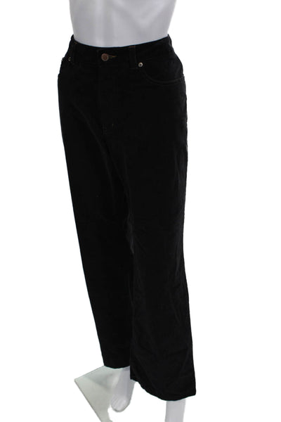 Sigrid Olsen Women Black Solid Cotton Spandex Pants Button Closure 29in Size 12