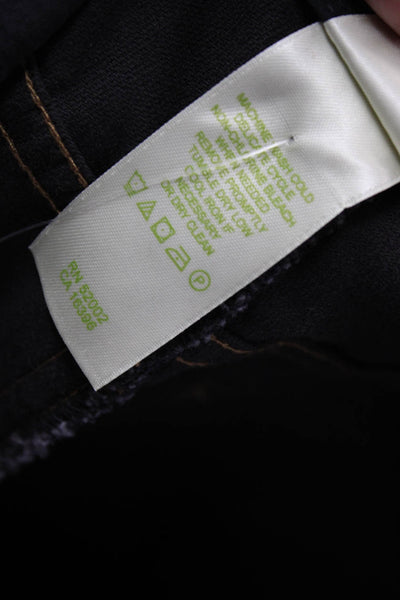 Sigrid Olsen Women Black Solid Cotton Spandex Pants Button Closure 29in Size 12