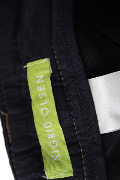 Sigrid Olsen Women Black Solid Cotton Spandex Pants Button Closure 29in Size 12