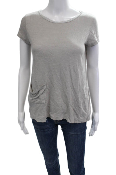 Transit Par Such Womens Gray Basic Short Sleeve Round Neck T-Shirt Size L