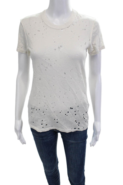 NSF Women White Jersey T Shirt Crew Neck Short Sleeve Hemp Organic Size S