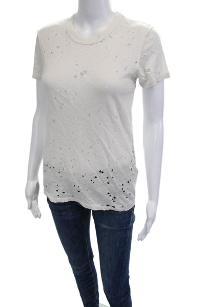 NSF Women White Jersey T Shirt Crew Neck Short Sleeve Hemp Organic Size S