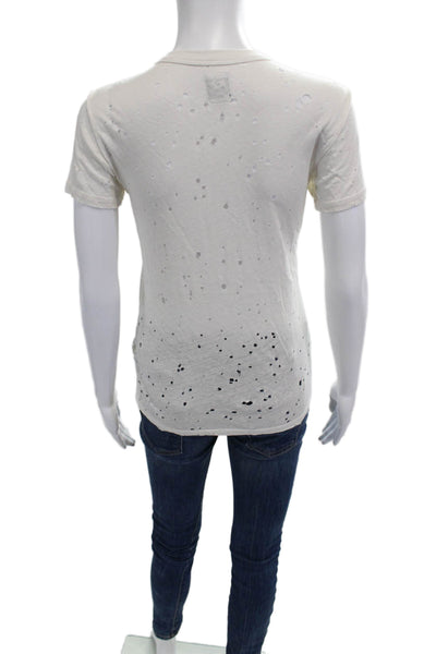NSF Women White Jersey T Shirt Crew Neck Short Sleeve Hemp Organic Size S