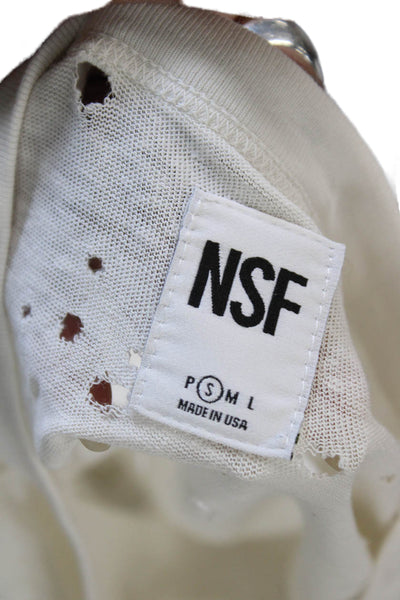 NSF Women White Jersey T Shirt Crew Neck Short Sleeve Hemp Organic Size S