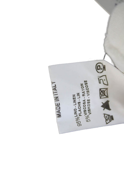 Transit Par Such Women White Linen Short Sleeve Round Neck T-Shirt Size L