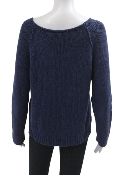 Vince Women Dark Blue Pullover Sweater Round Neck Long Sleeve Size M