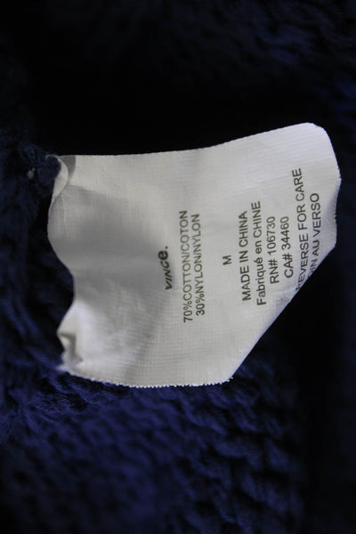 Vince Women Dark Blue Pullover Sweater Round Neck Long Sleeve Size M