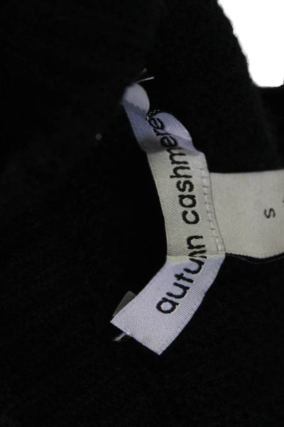 Autumn Cashmere Women Black Crew Neck Pullover Sweater Long Sleeve Tie Size S