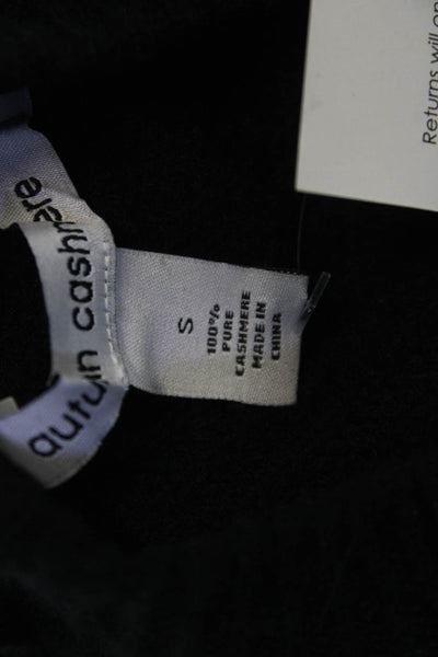 Autumn Cashmere Women Black Crew Neck Pullover Sweater Long Sleeve Tie Size S