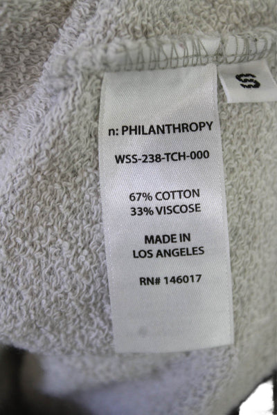 Philanthropy Womens Pullover Sweatshirt Gray Cotton Viscose Crew Neck Size S