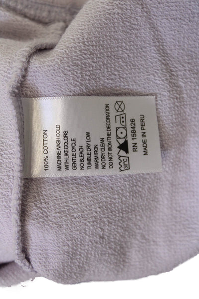 Leallo Women Pullover Hoodie Purple Cotton Longsleeve Solid Fall Size S