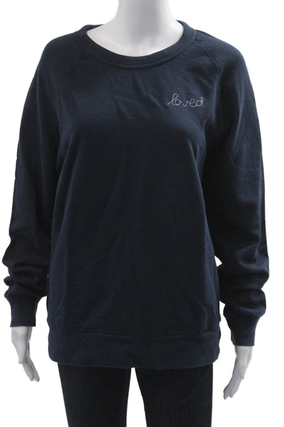 Kerri Rosenthal Women Pullover Sweatshirt Dark Blue Cotton Size M