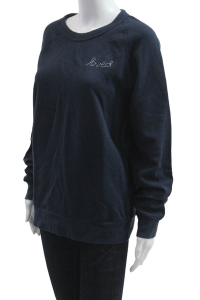Kerri Rosenthal Women Pullover Sweatshirt Dark Blue Cotton Size M