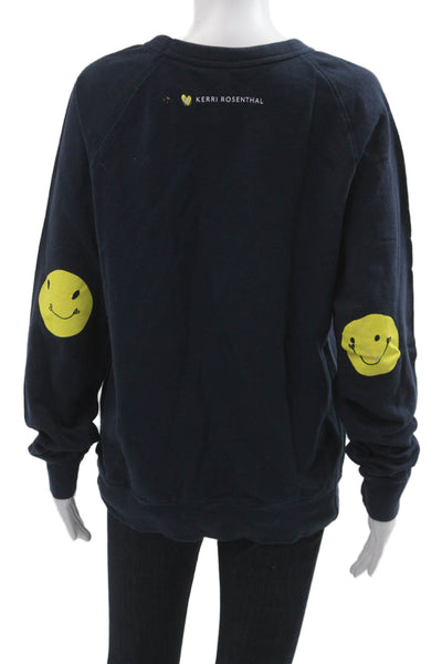 Kerri Rosenthal Women Pullover Sweatshirt Dark Blue Cotton Size M