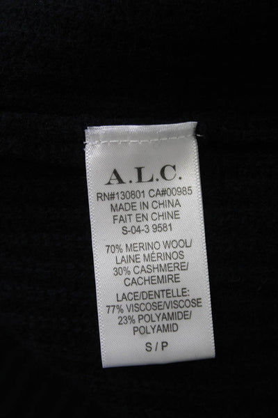 ALC Womens Black Merino Cashmere Pullover Crewneck Long Sleeve Size S