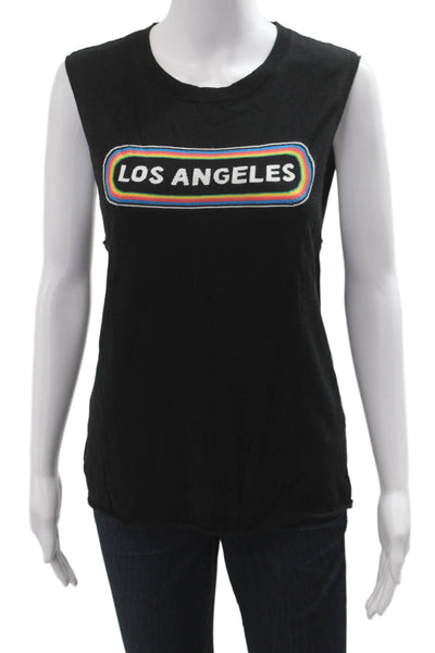 Replica Los Angeles Women Basic Black Graphic Tank Sleeveless Crew Neck Size M