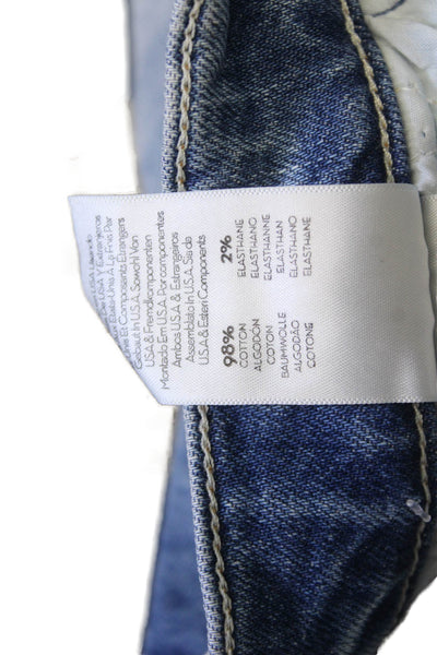 Mother Superior Women Mini Straight Pencil Skirt Blue Cotton Elastane Size 25