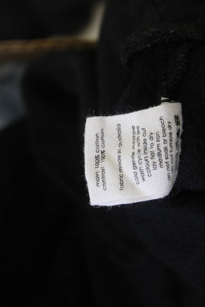 Bassike Women Pullover Sweatshirt Black Cotton Crew Neck Long Sleeve 90s Size S