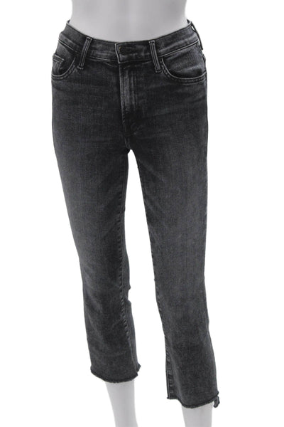 Mother Women Ankle Cropped Dark Gray Jeans Mid Rise Button Size 24