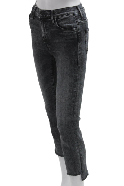Mother Women Ankle Cropped Dark Gray Jeans Mid Rise Button Size 24