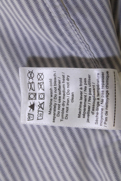 Untuckit Mens Button Front Long Sleeve Collared Striped Shirt White Gray 3XL