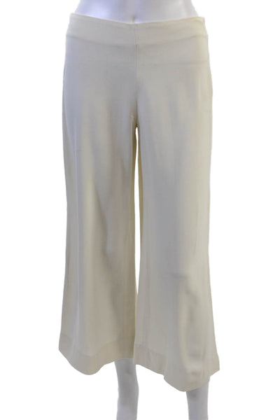 Theory Women Cropped Dress Pants Beige Hook & Eye Viscose Acetate Size 2