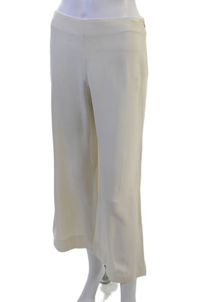 Theory Women Cropped Dress Pants Beige Hook & Eye Viscose Acetate Size 2