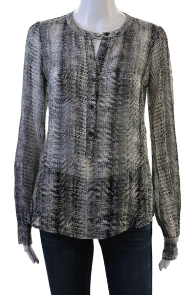 Derek Lam 10 Crosby Women Silk Button-Up Blouse Black Long Sleeve Size 2