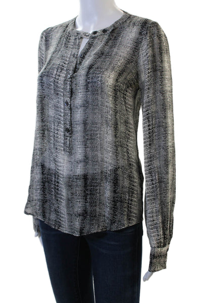 Derek Lam 10 Crosby Women Silk Button-Up Blouse Black Long Sleeve Size 2