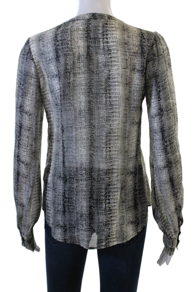 Derek Lam 10 Crosby Women Silk Button-Up Blouse Black Long Sleeve Size 2