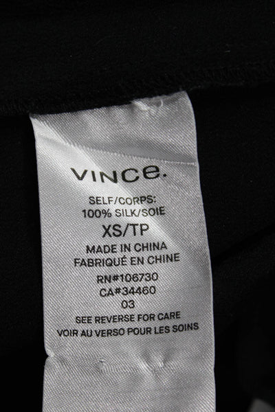 Vince Women Black Silk V-Neck Long Sleeve Blouse Designer Size XS