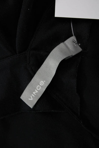 Vince Women Black Silk V-Neck Long Sleeve Blouse Designer Size XS