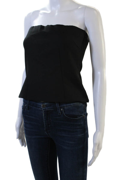 Zara Women Black Strapless Viscose Top Zip Size M
