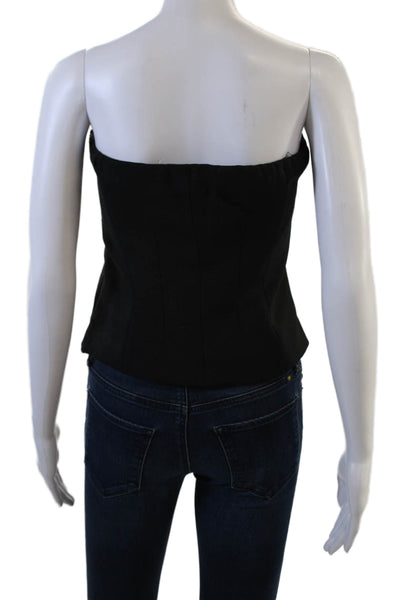 Zara Women Black Strapless Viscose Top Zip Size M
